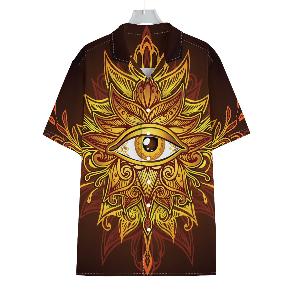 Gold All Seeing Eye Print Hawaiian Shirt
