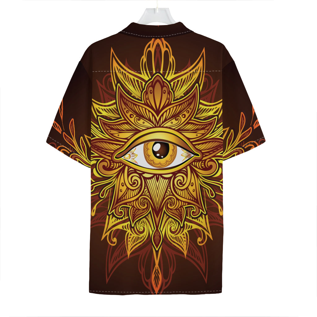 Gold All Seeing Eye Print Hawaiian Shirt