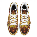 Gold All Seeing Eye Print High Top Leather Sneakers