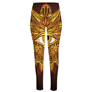 Gold All Seeing Eye Print High-Waisted Pocket Leggings