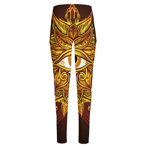 Gold All Seeing Eye Print High-Waisted Pocket Leggings