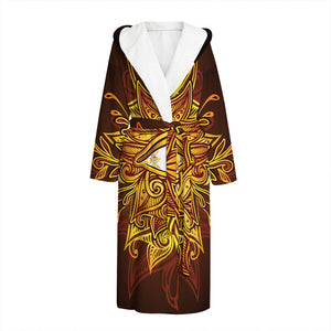 Gold All Seeing Eye Print Hooded Bathrobe