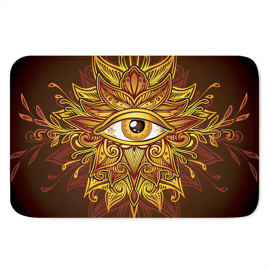 Gold All Seeing Eye Print Indoor Door Mat