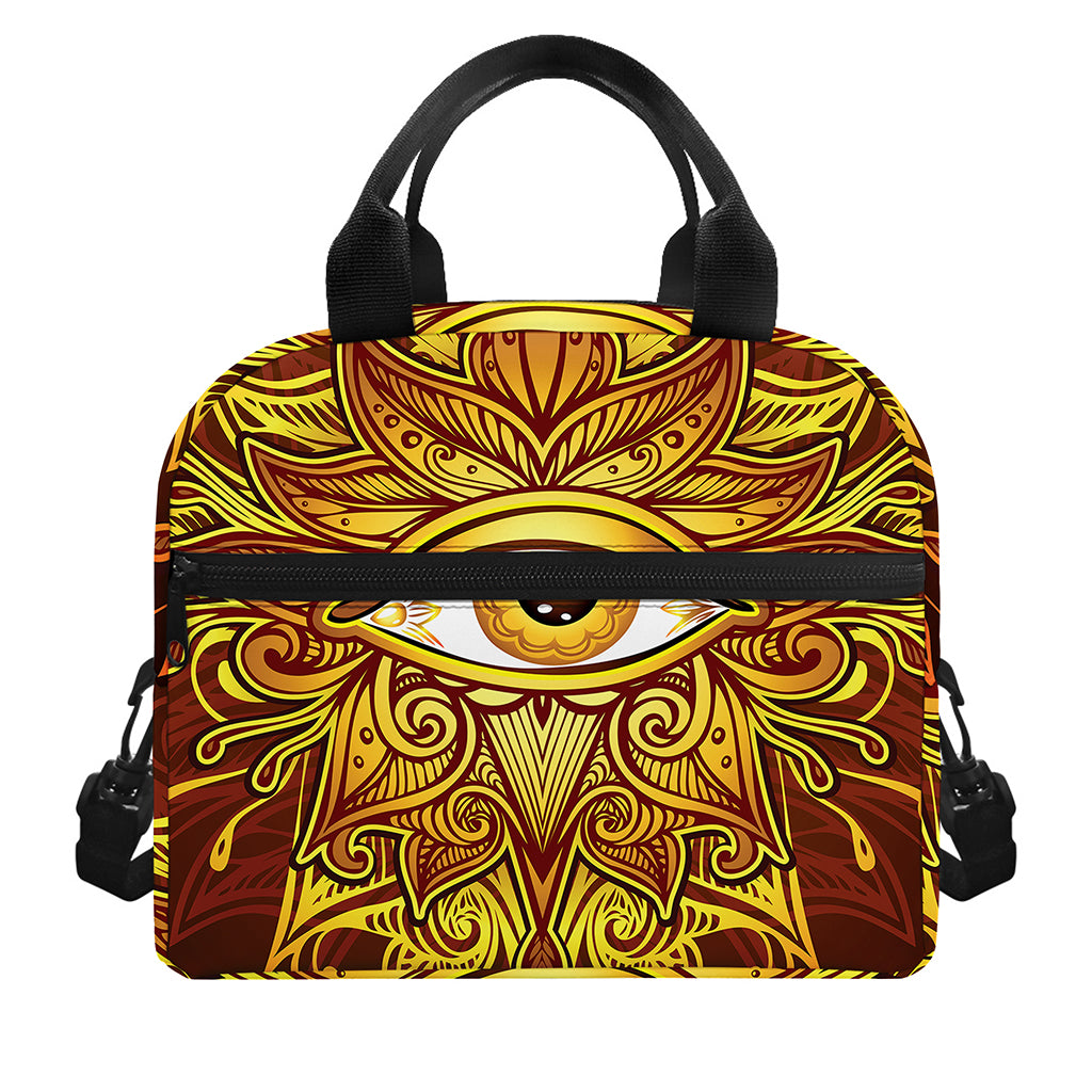 Gold All Seeing Eye Print Insulated Lunch Bag