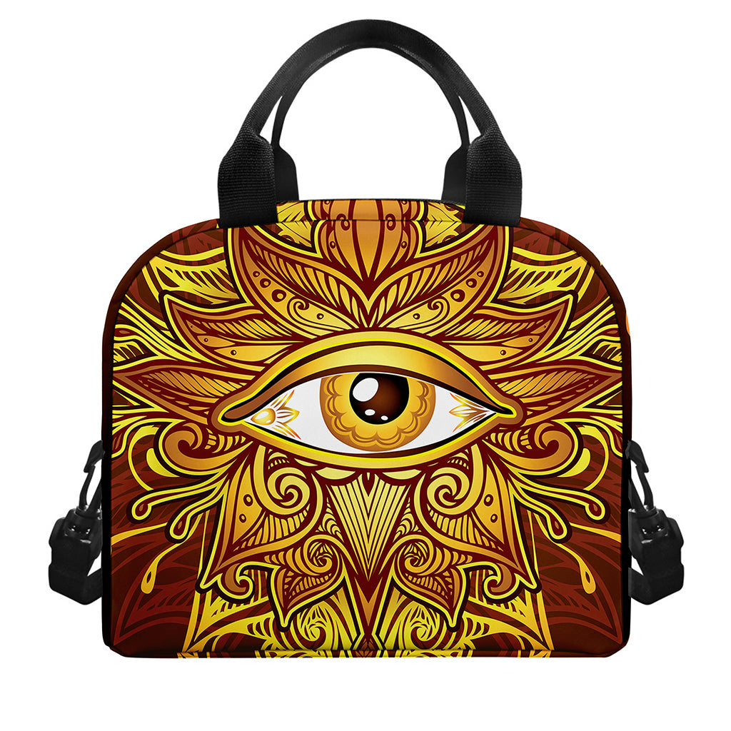 Gold All Seeing Eye Print Insulated Lunch Bag