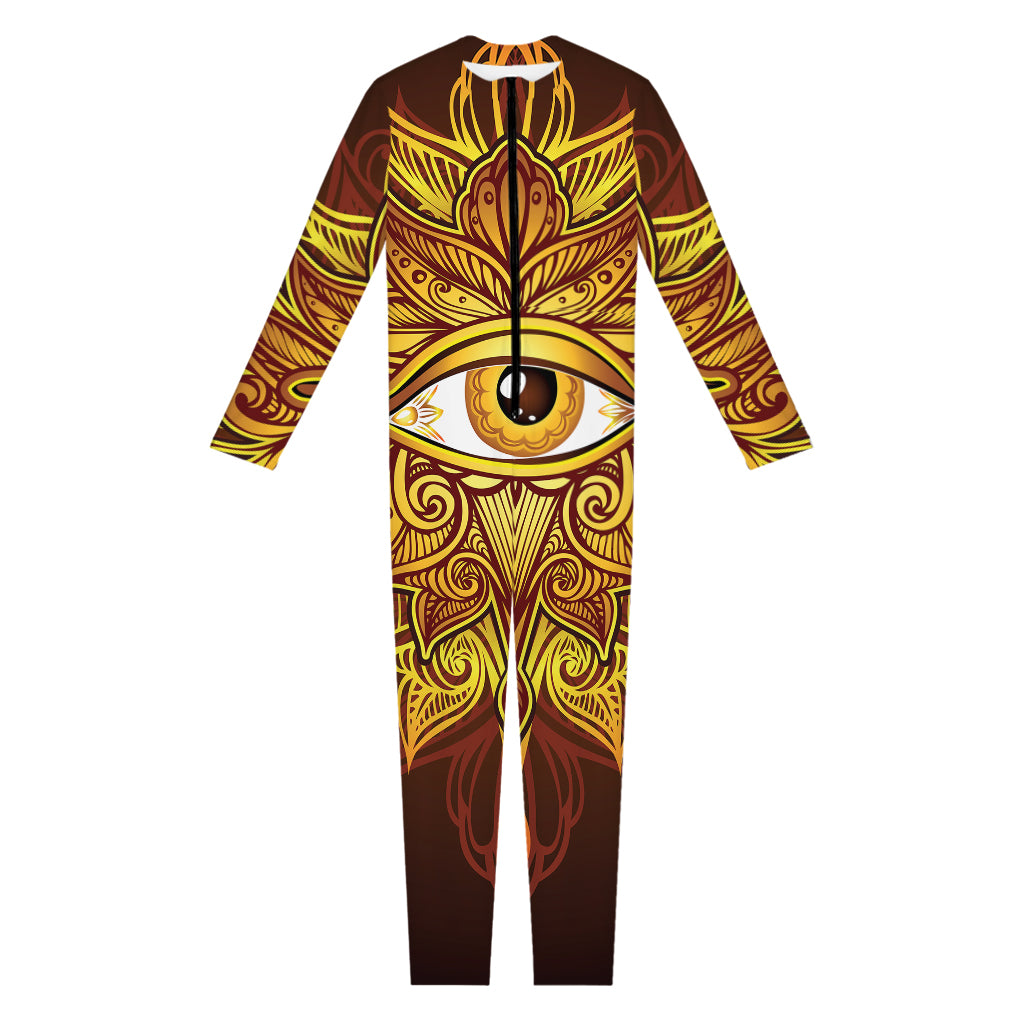 Gold All Seeing Eye Print Jumpsuit