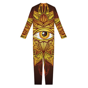 Gold All Seeing Eye Print Jumpsuit