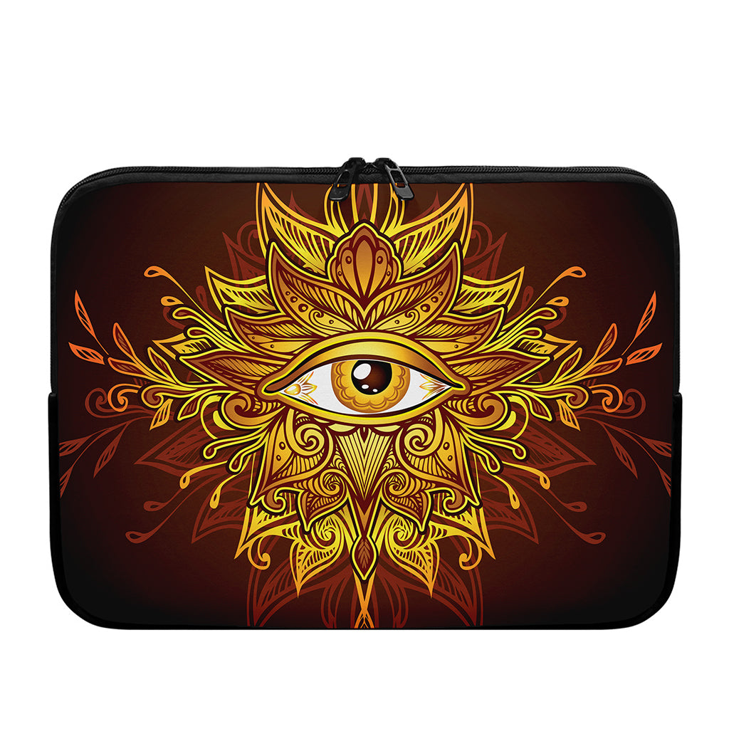 Gold All Seeing Eye Print Laptop Sleeve