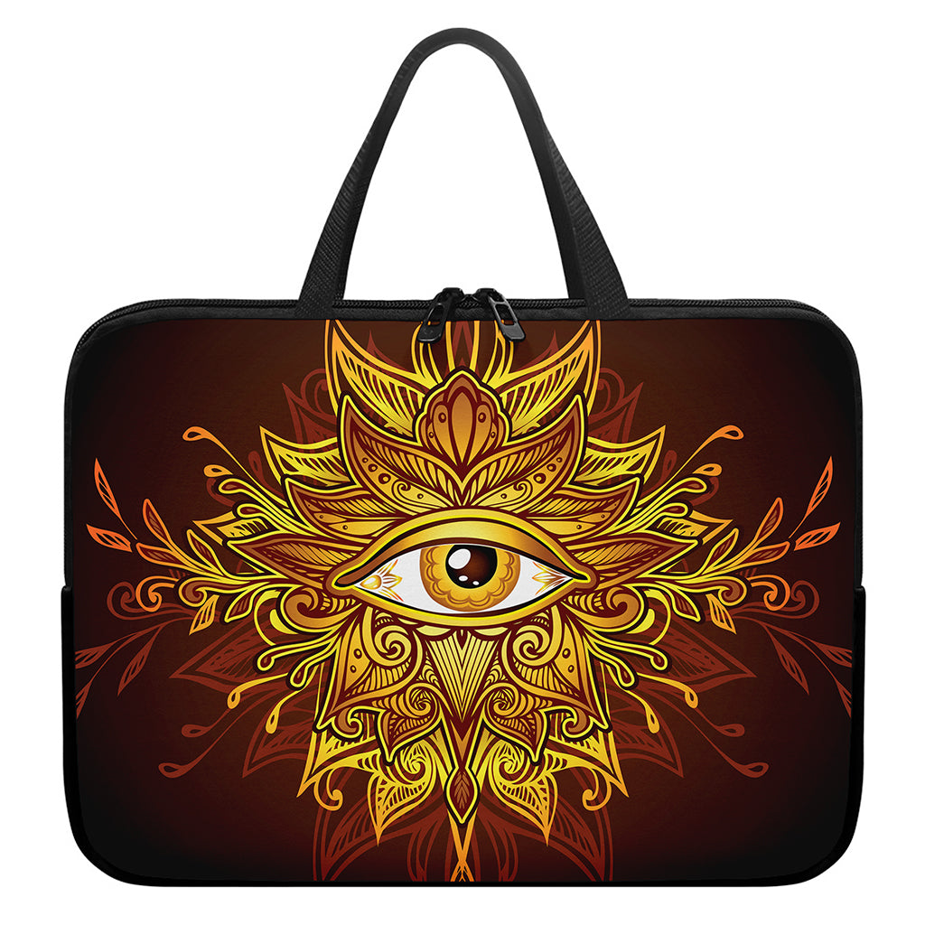 Gold All Seeing Eye Print Laptop Sleeve With Handle