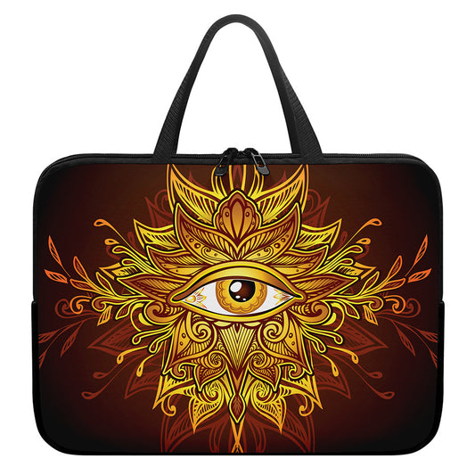 Gold All Seeing Eye Print Laptop Sleeve With Handle
