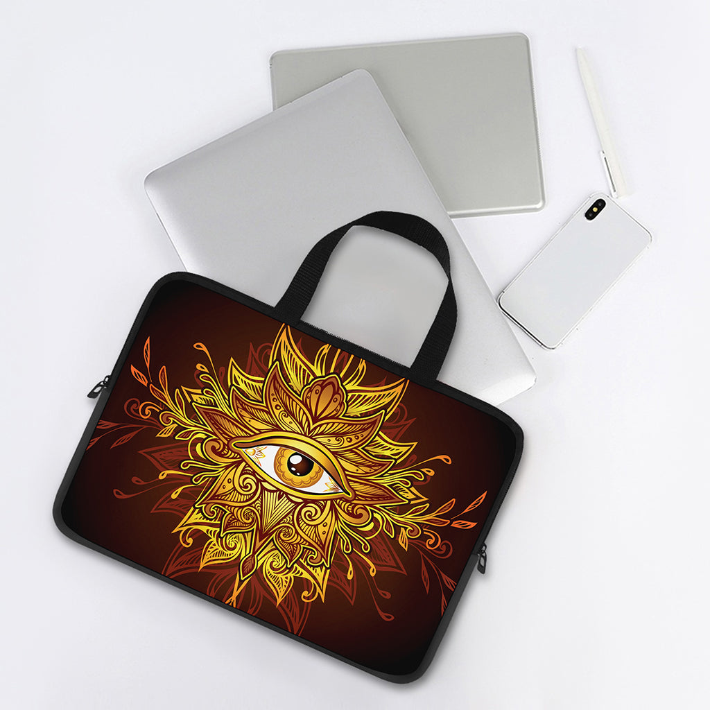 Gold All Seeing Eye Print Laptop Sleeve With Handle