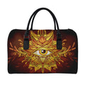 Gold All Seeing Eye Print Leather Duffel Bag