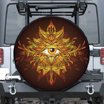 Gold All Seeing Eye Print Leather Spare Tire Cover