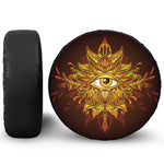 Gold All Seeing Eye Print Leather Spare Tire Cover