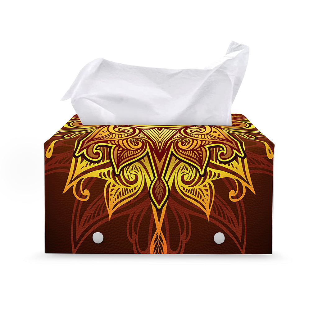 Gold All Seeing Eye Print Leather Tissue Box Cover
