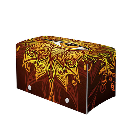 Gold All Seeing Eye Print Leather Tissue Box Cover