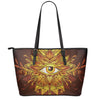Gold All Seeing Eye Print Leather Tote Bag