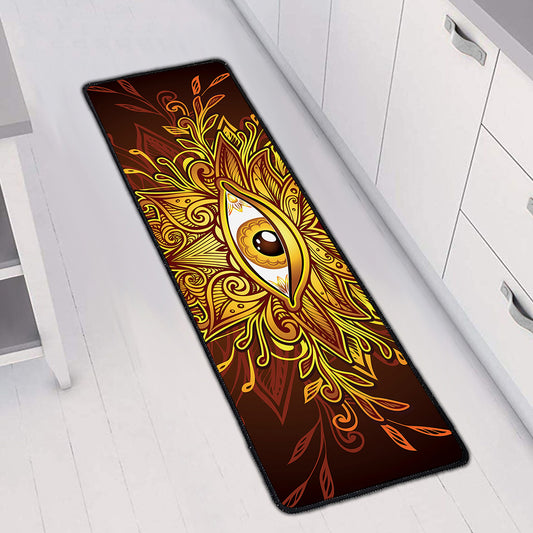 Gold All Seeing Eye Print Long Kitchen Mat