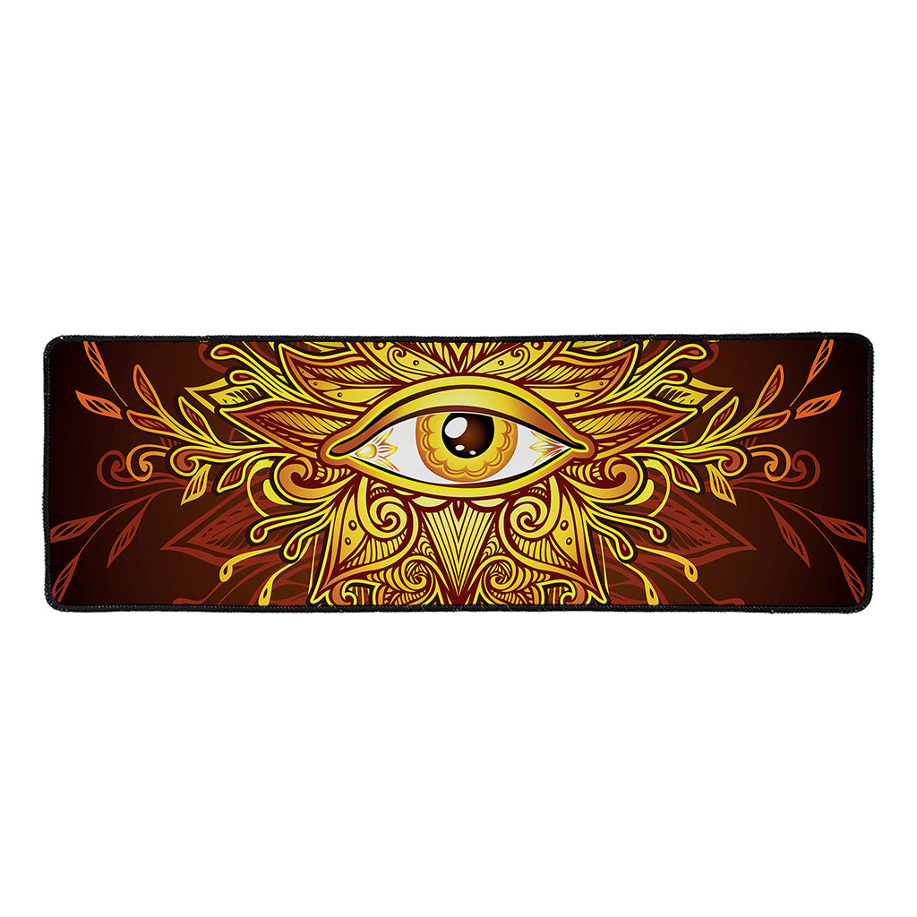 Gold All Seeing Eye Print Long Kitchen Mat