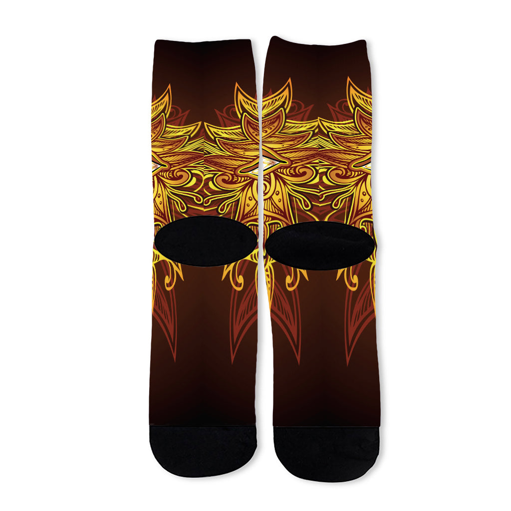 Gold All Seeing Eye Print Long Socks