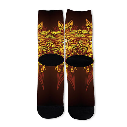 Gold All Seeing Eye Print Long Socks