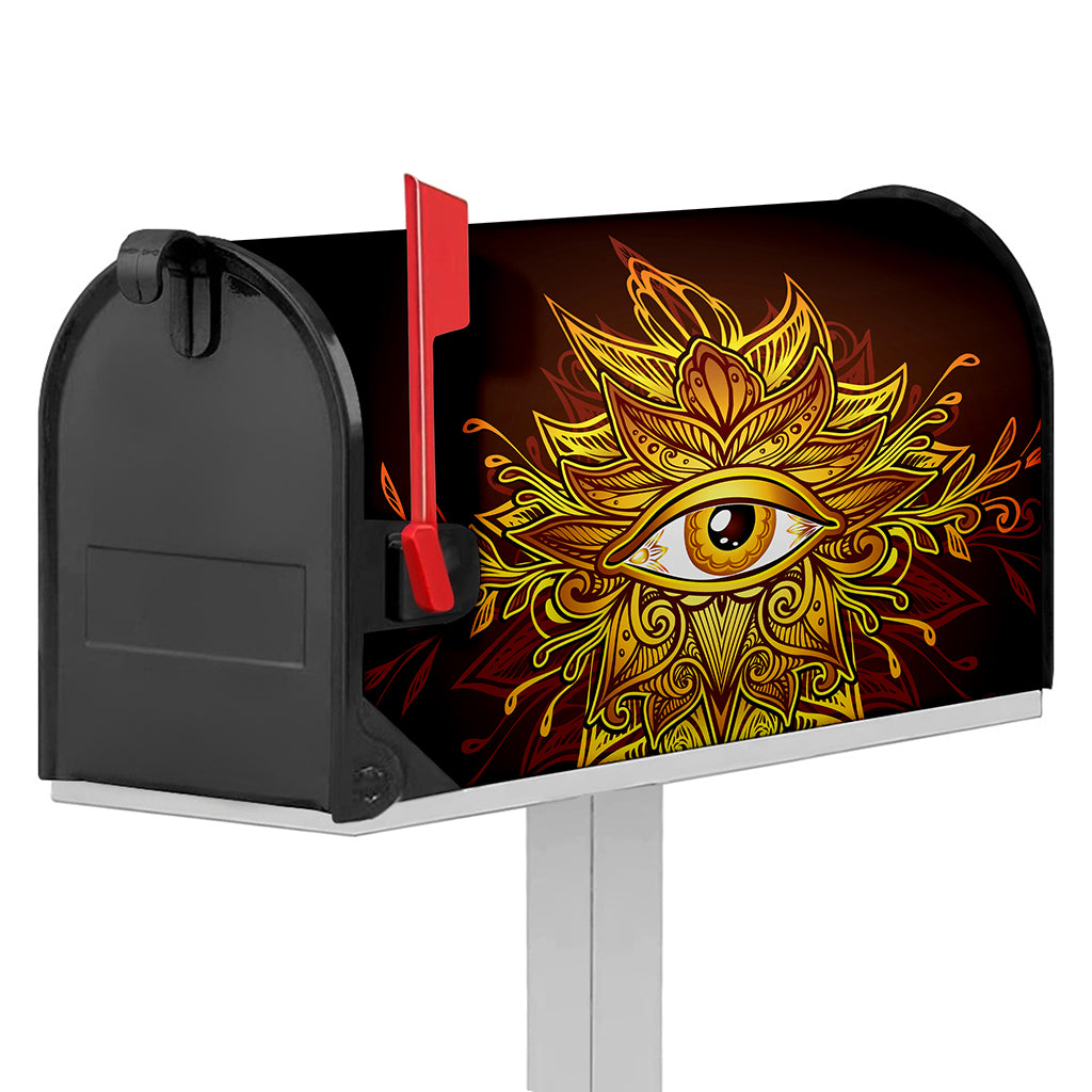 Gold All Seeing Eye Print Mailbox Cover
