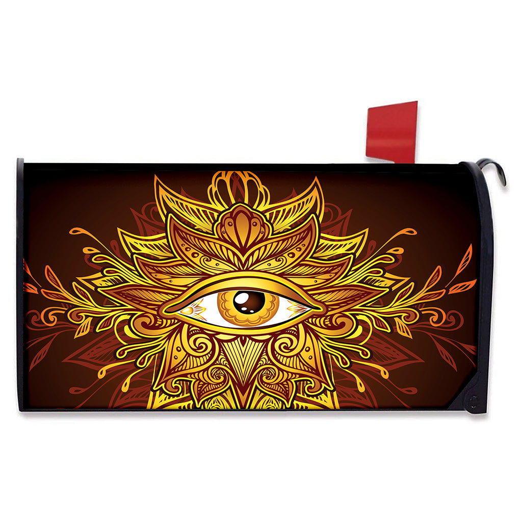 Gold All Seeing Eye Print Mailbox Cover