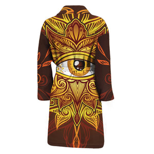 Gold All Seeing Eye Print Men's Bathrobe