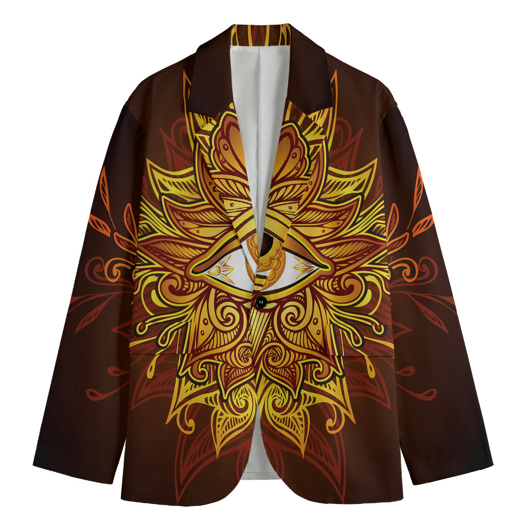 Gold All Seeing Eye Print Men's Blazer