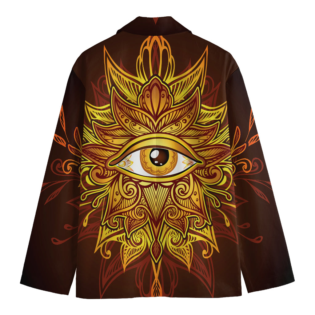 Gold All Seeing Eye Print Men's Blazer