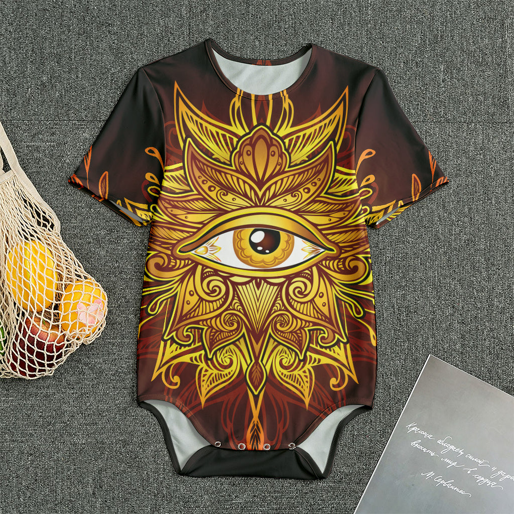 Gold All Seeing Eye Print Men's Bodysuit