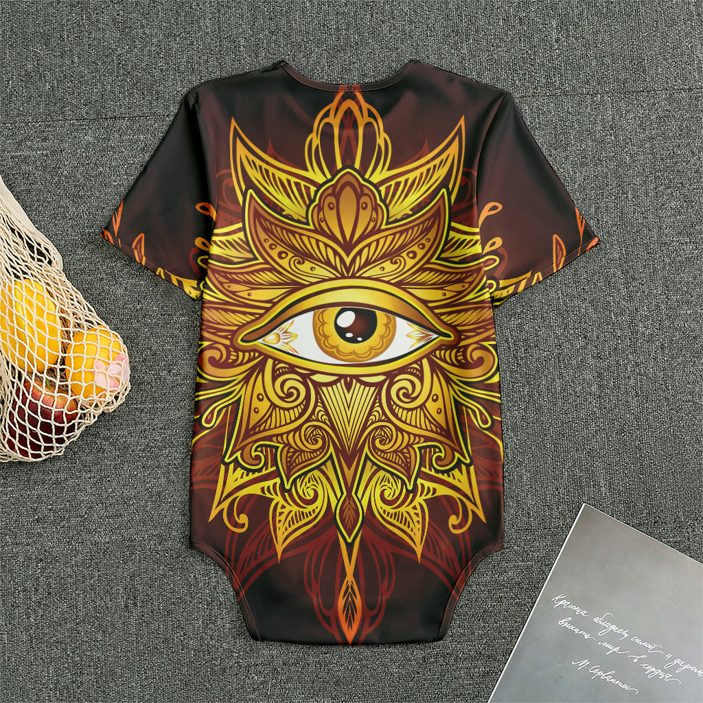 Gold All Seeing Eye Print Men's Bodysuit