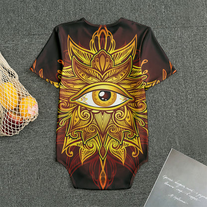 Gold All Seeing Eye Print Men's Bodysuit