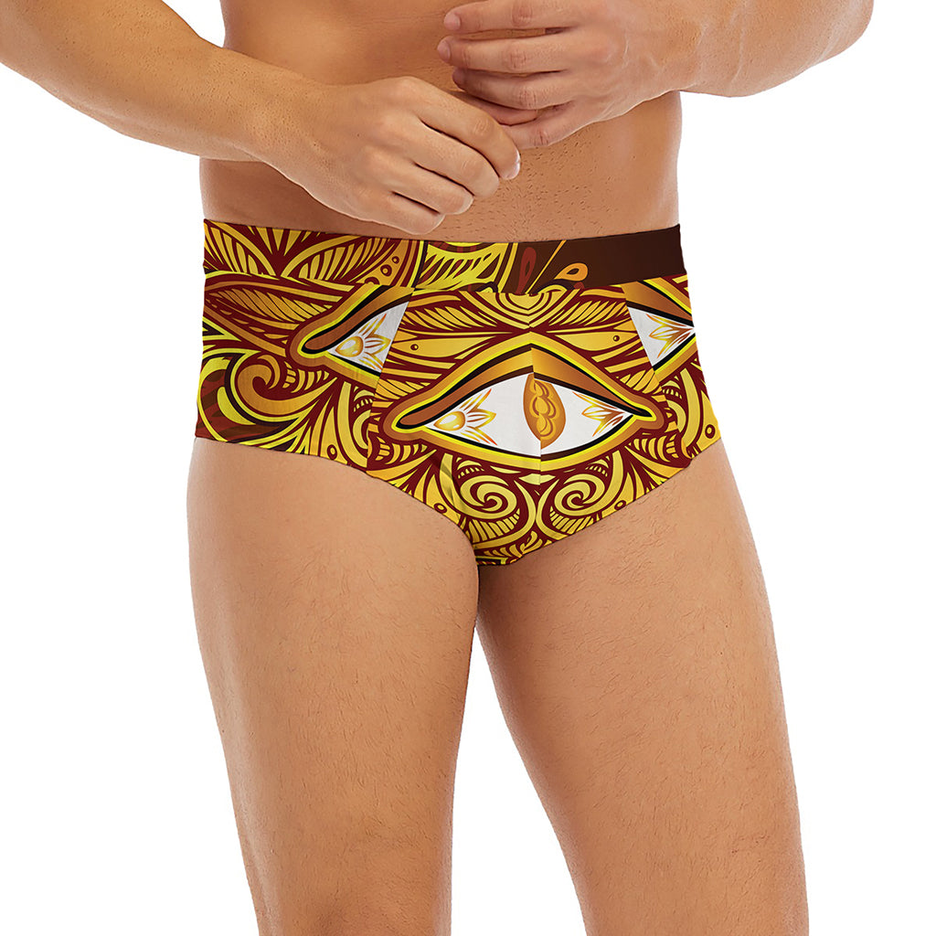 Gold All Seeing Eye Print Men's Briefs
