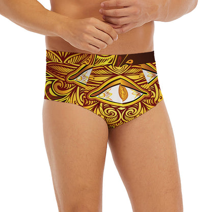 Gold All Seeing Eye Print Men's Briefs