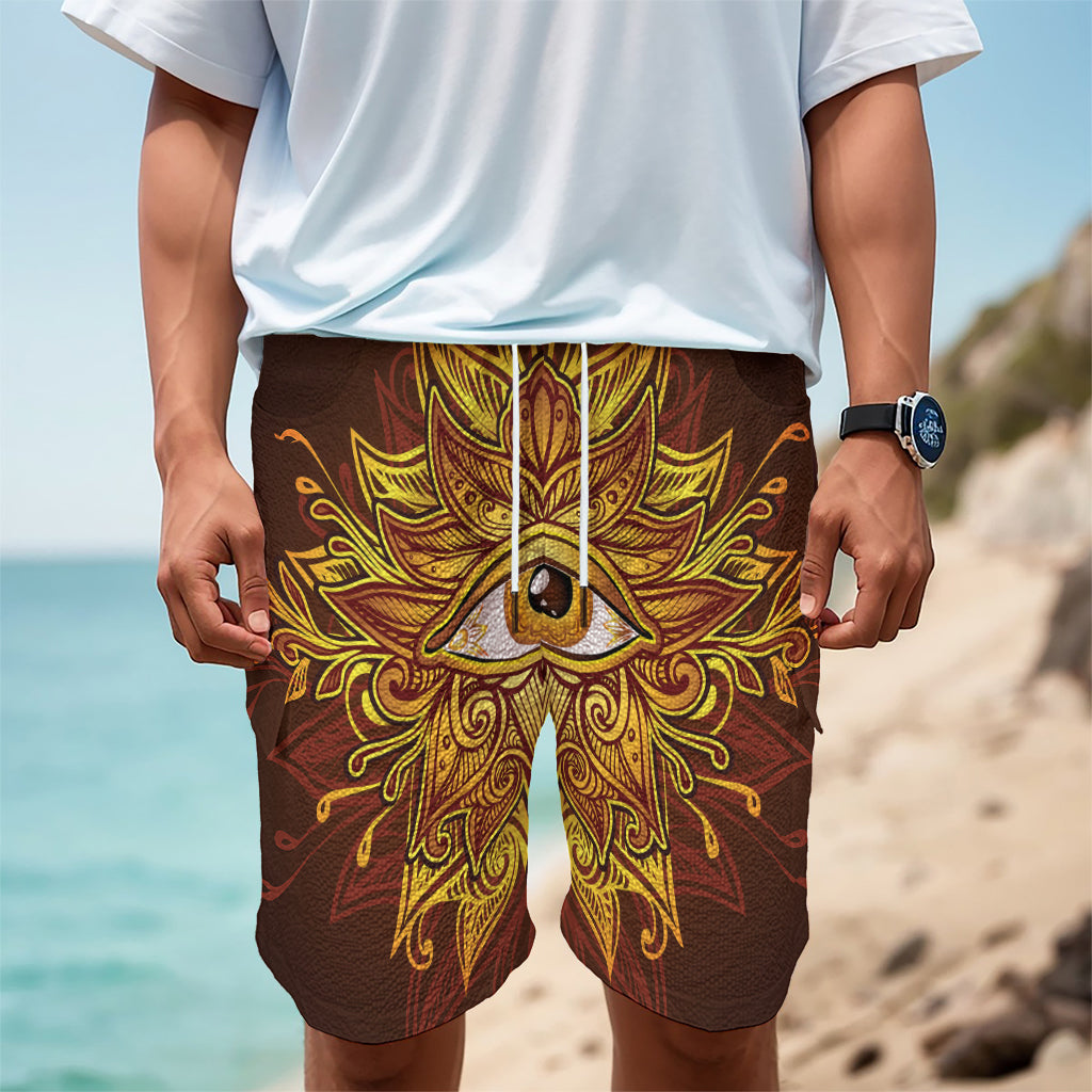 Gold All Seeing Eye Print Men's Cargo Shorts