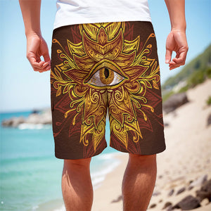 Gold All Seeing Eye Print Men's Cargo Shorts