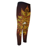 Gold All Seeing Eye Print Men's Compression Pants