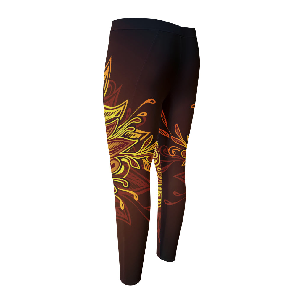 Gold All Seeing Eye Print Men's Compression Pants