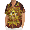 Gold All Seeing Eye Print Men's Deep V-Neck Shirt