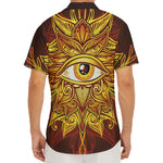 Gold All Seeing Eye Print Men's Deep V-Neck Shirt