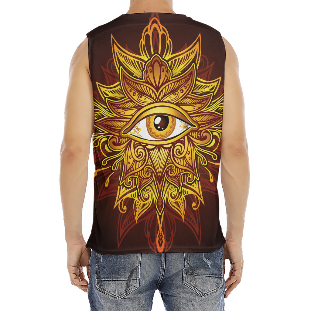 Gold All Seeing Eye Print Men's Fitness Tank Top
