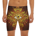 Gold All Seeing Eye Print Men's Long Boxer Briefs