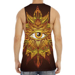 Gold All Seeing Eye Print Men's Muscle Tank Top