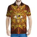Gold All Seeing Eye Print Men's Polo Shirt