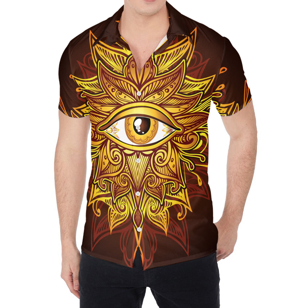 Gold All Seeing Eye Print Men's Shirt