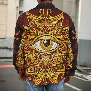 Gold All Seeing Eye Print Men's Shirt Jacket