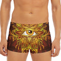 Gold All Seeing Eye Print Men's Short Boxer Briefs