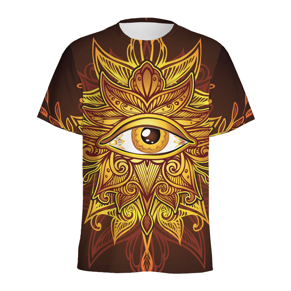 Gold All Seeing Eye Print Men's Sports T-Shirt