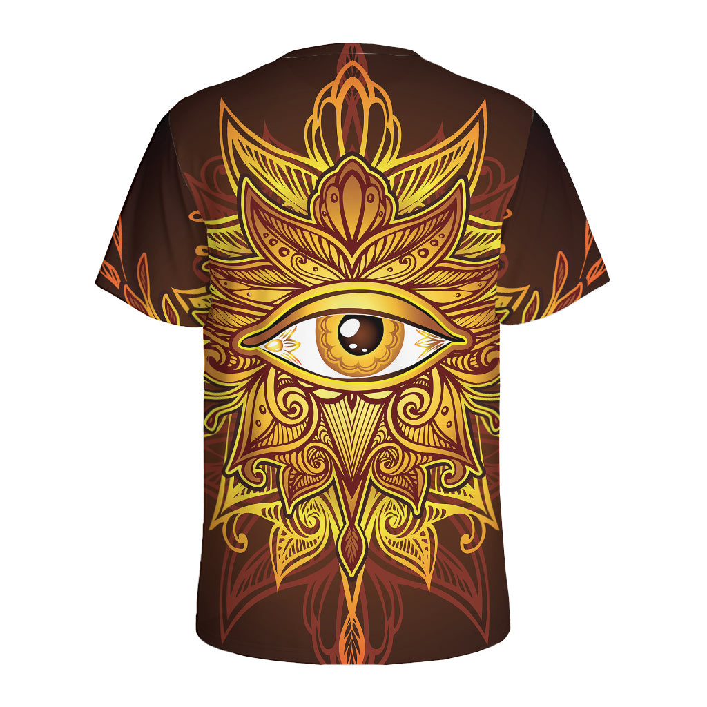Gold All Seeing Eye Print Men's Sports T-Shirt